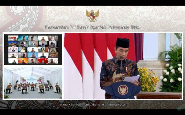Presiden RI, Joko Widodo saat meresmikan Bank Syariah Indonesia.