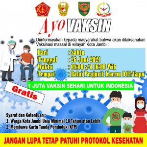 Korem 042/Gapu Akan Laksanakan Vaksin Massal di Jambi