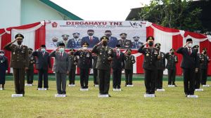 Danrem 042/Gapu Bersama Forkopimda Ikuti Upacara HUT ke-76 TNI Secara Virtual dari Istana Negara
