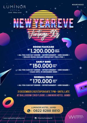 Luminor Hotel Jambi Hadirkan Perayaan “New Year’s Eve Vintage 90s” di Malam Tahun Baru Mendatang