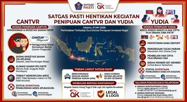 Satgas PASTI Hentikan Kegiatan Penipuan CANTVR dan YUDIA
