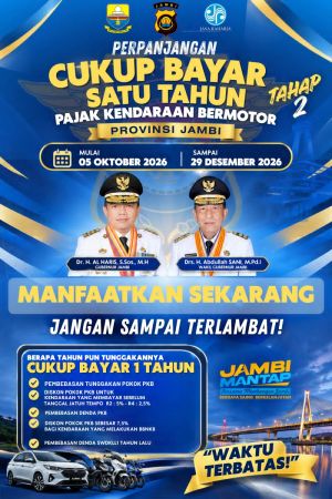 Pemprov Jambi Perpanjang Pemutihan Pajak Kendaraan hingga 29 Desember